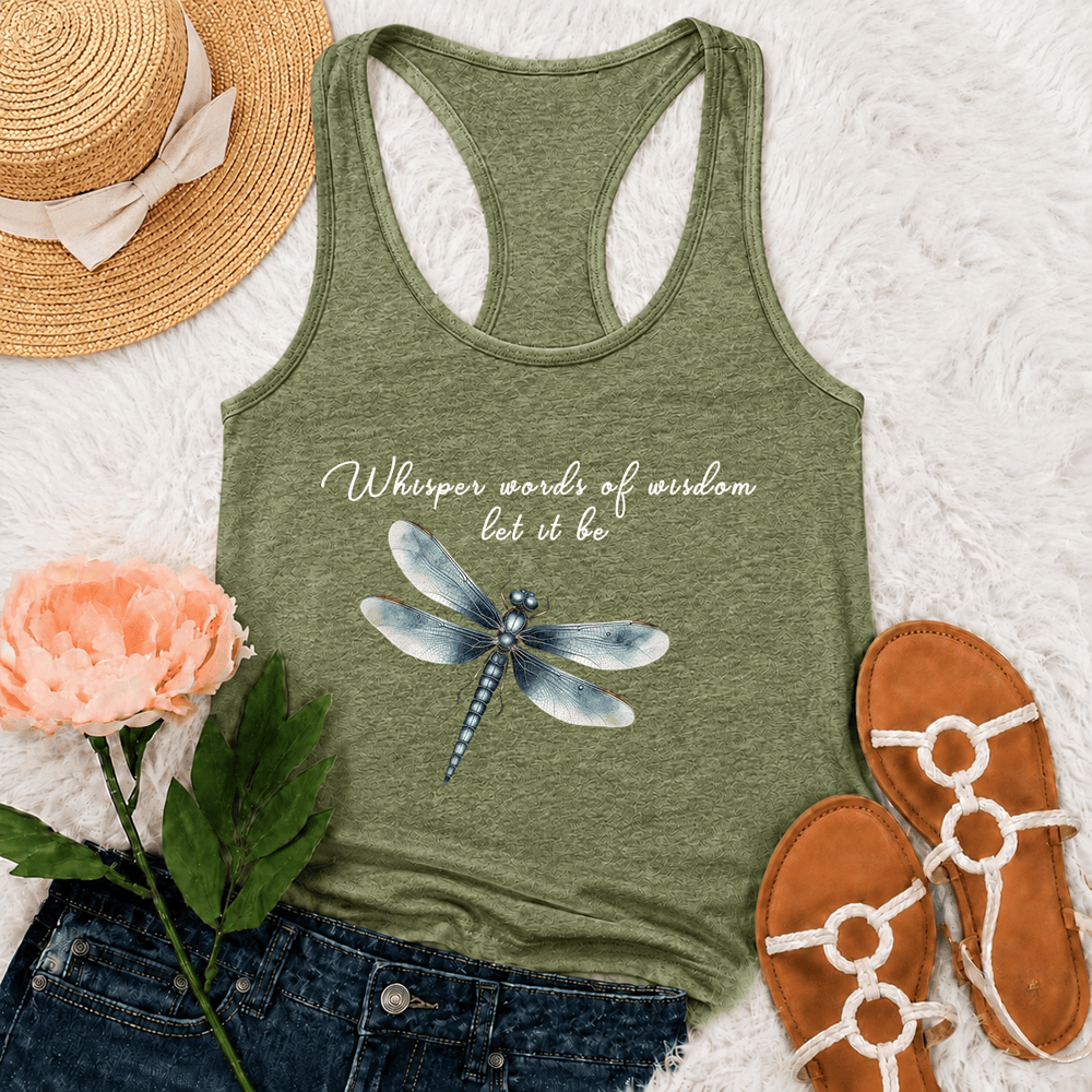 Christianartworkshop Débardeur dos nageur à motif aquarelle libellule Let It Be - Vert olive - 2XL - image 18