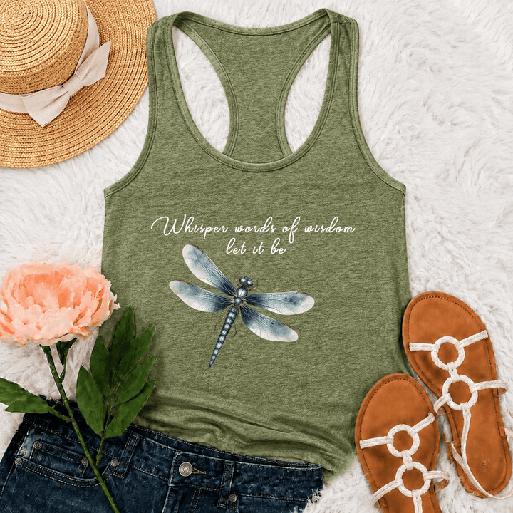 Christianartworkshop Débardeur dos nageur à motif aquarelle libellule Let It Be - Vert olive - 2XL - image 18