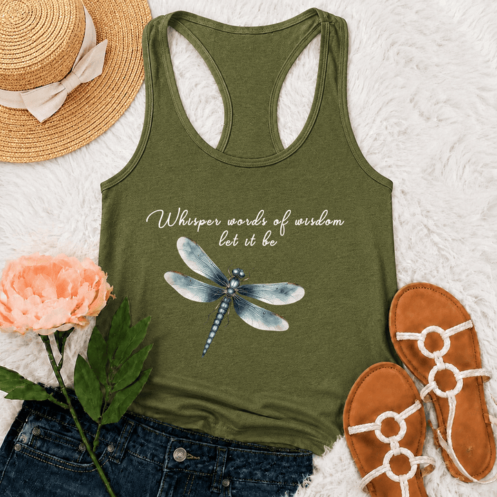 Christianartworkshop Débardeur dos nageur à motif aquarelle libellule Let It Be - Vert armée - 2XL - image 0