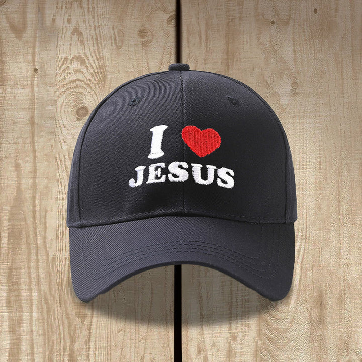 Christianartworkshop Casquette de baseball ajustable brodée « J’aime Jésus » avec un cœur - image 7