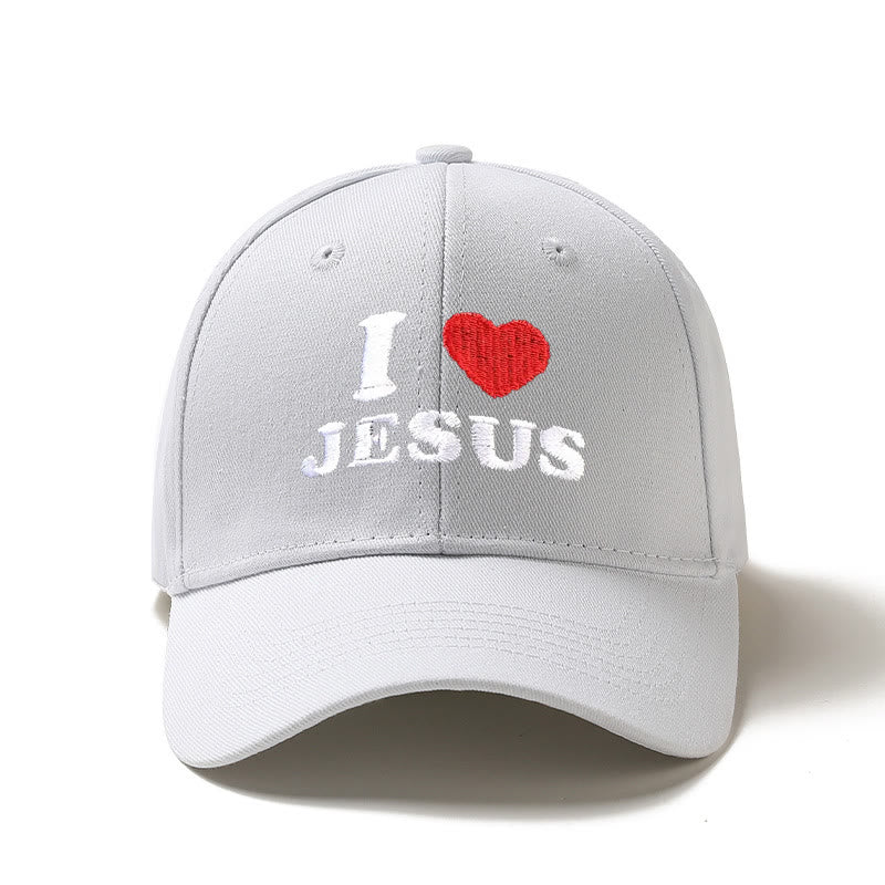 Christianartworkshop Casquette de baseball ajustable brodée « J’aime Jésus » avec un cœur - Blanc - image 4