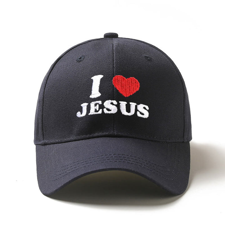 Christianartworkshop Casquette de baseball ajustable brodée « J’aime Jésus » avec un cœur - Bleu marine - image 6