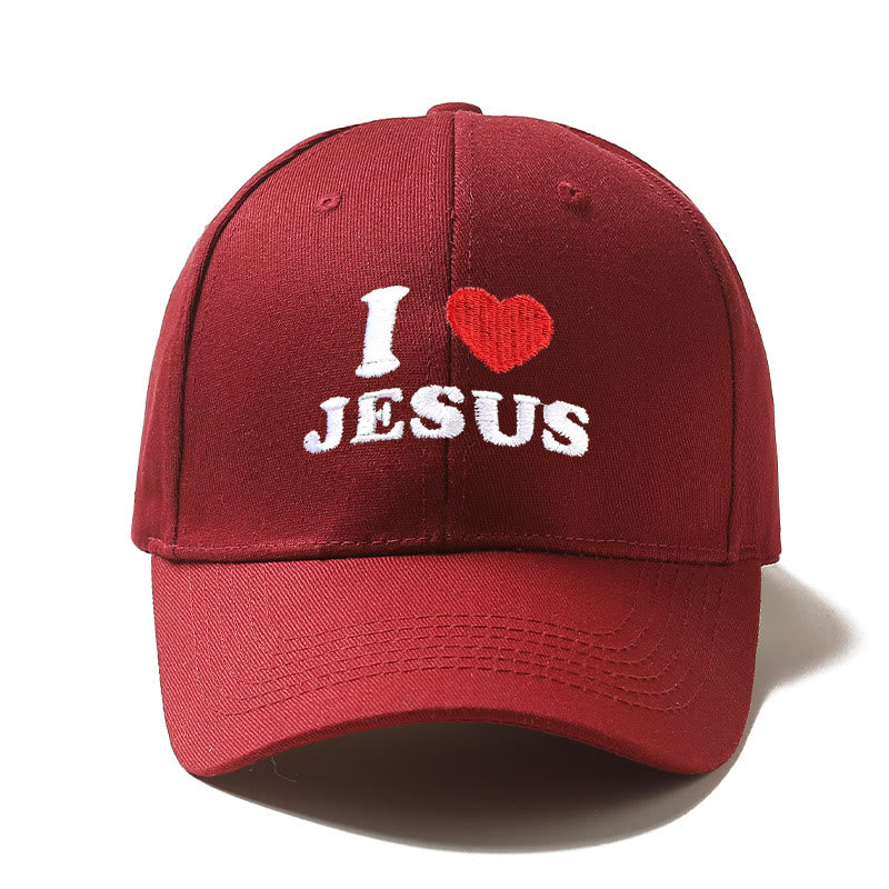 Christianartworkshop Casquette de baseball ajustable brodée « J’aime Jésus » avec un cœur - Bourgogne - image 8