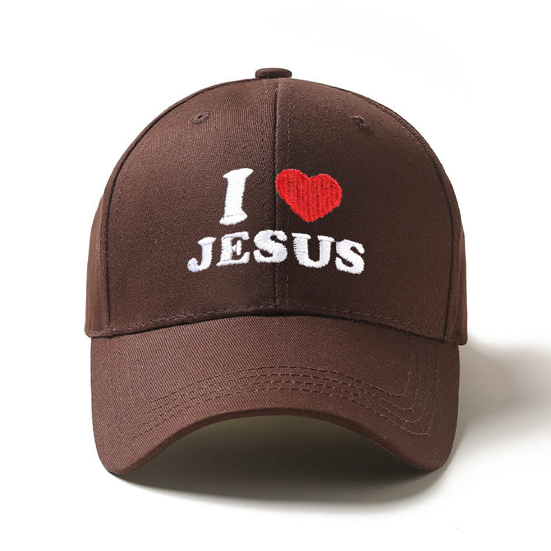 Christianartworkshop Casquette de baseball ajustable brodée « J’aime Jésus » avec un cœur - Brun - image 10