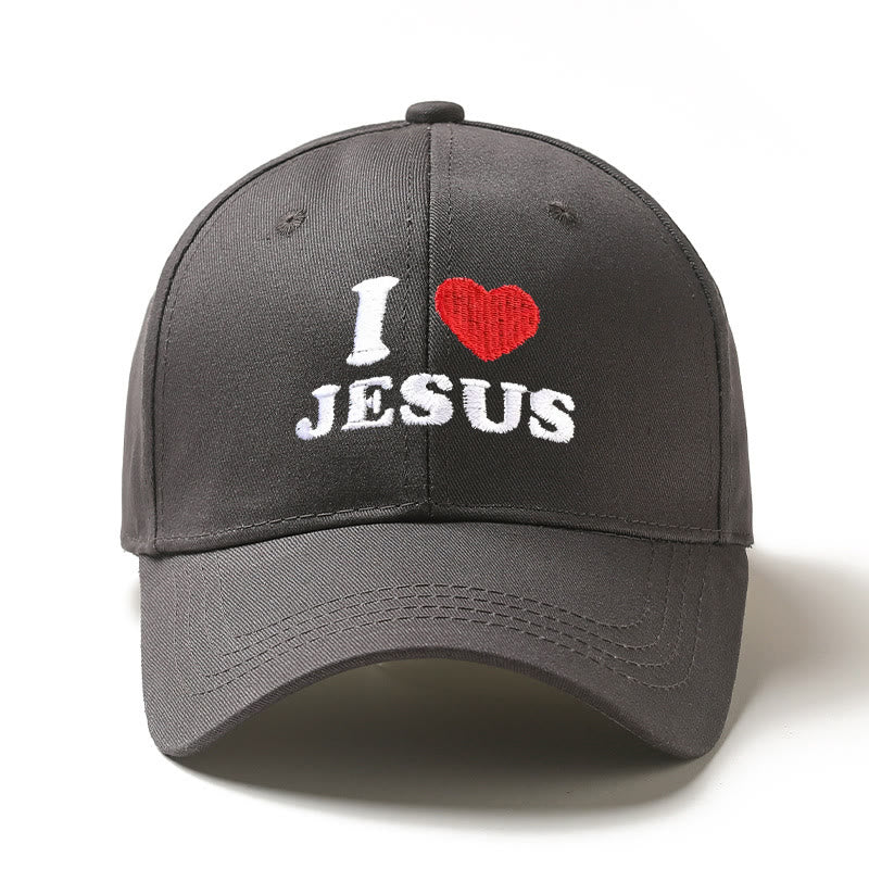 Christianartworkshop Casquette de baseball ajustable brodée « J’aime Jésus » avec un cœur - Gris - image 12