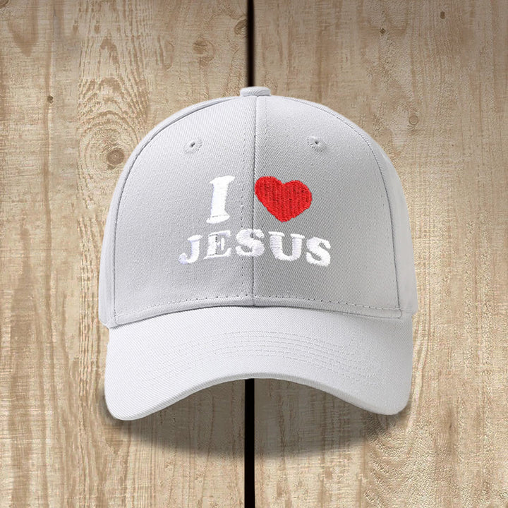 Christianartworkshop Casquette de baseball ajustable brodée « J’aime Jésus » avec un cœur - image 5