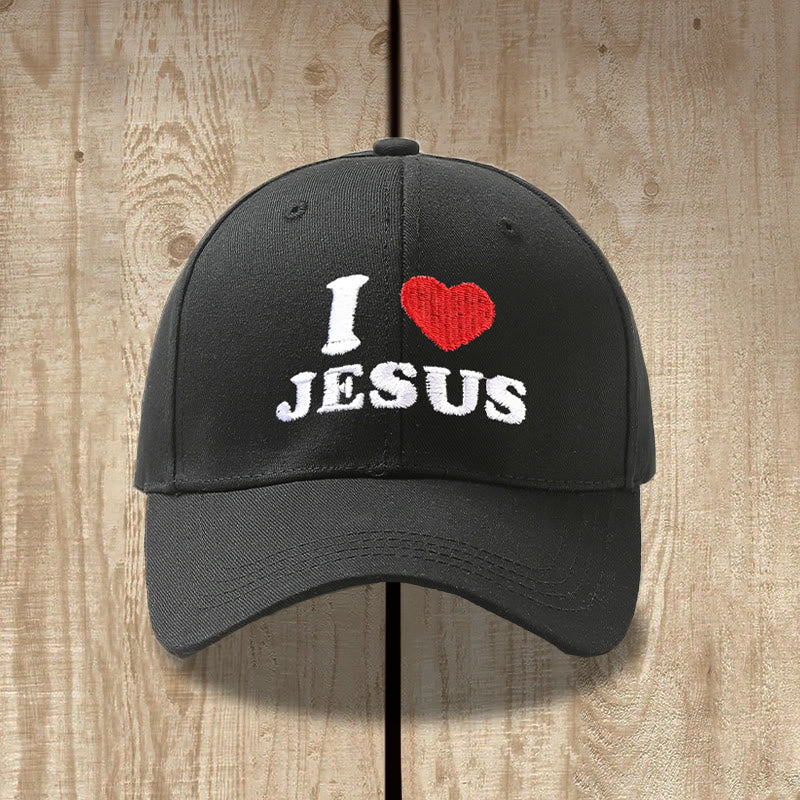Christianartworkshop Casquette de baseball ajustable brodée « J’aime Jésus » avec un cœur - image 1