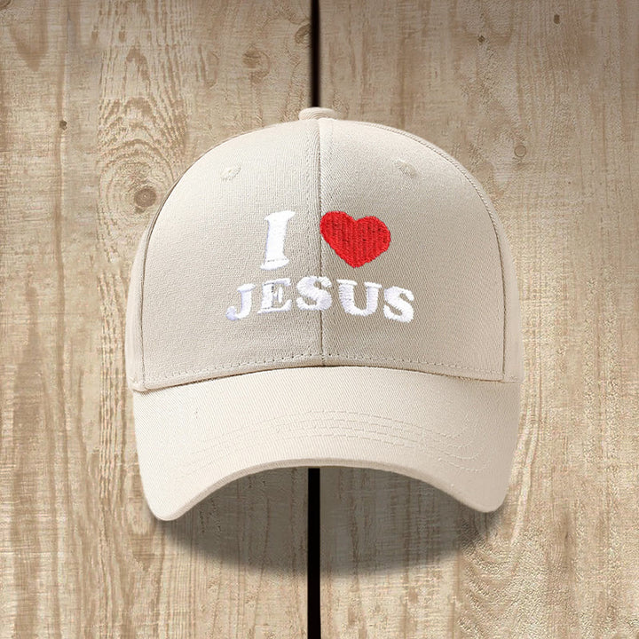 Christianartworkshop Casquette de baseball ajustable brodée « J’aime Jésus » avec un cœur - image 3