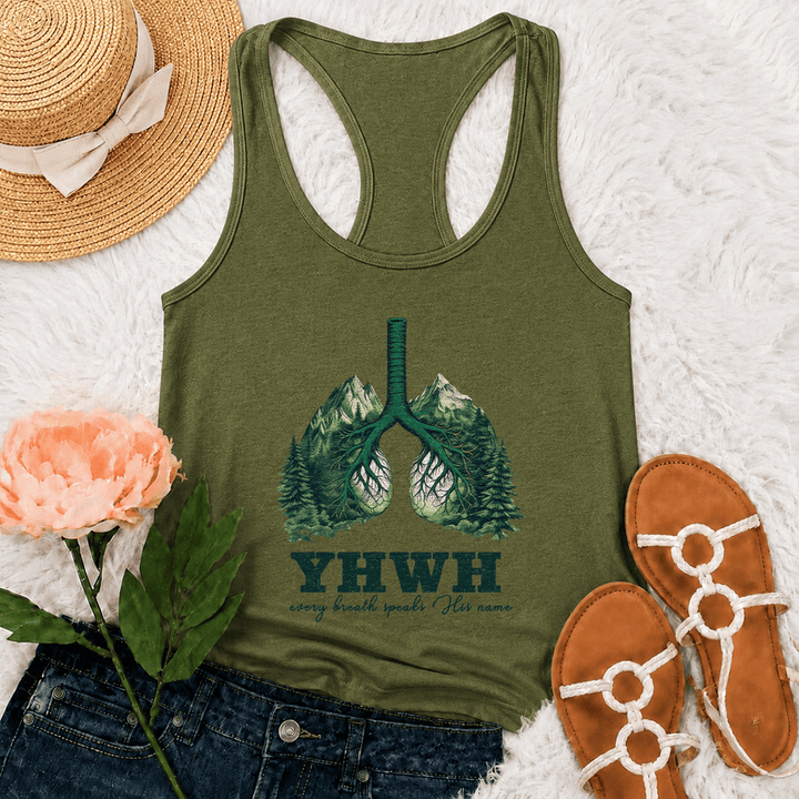 Christianartworkshop Débardeur dos nageur « YHWH Chaque souffle prononce son nom » - Vert armée - 2XL - image 18