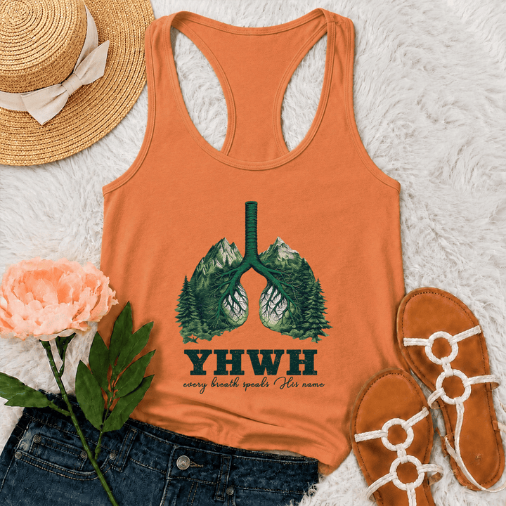 Christianartworkshop Débardeur dos nageur « YHWH Chaque souffle prononce son nom » - Orange - 2XL - image 27