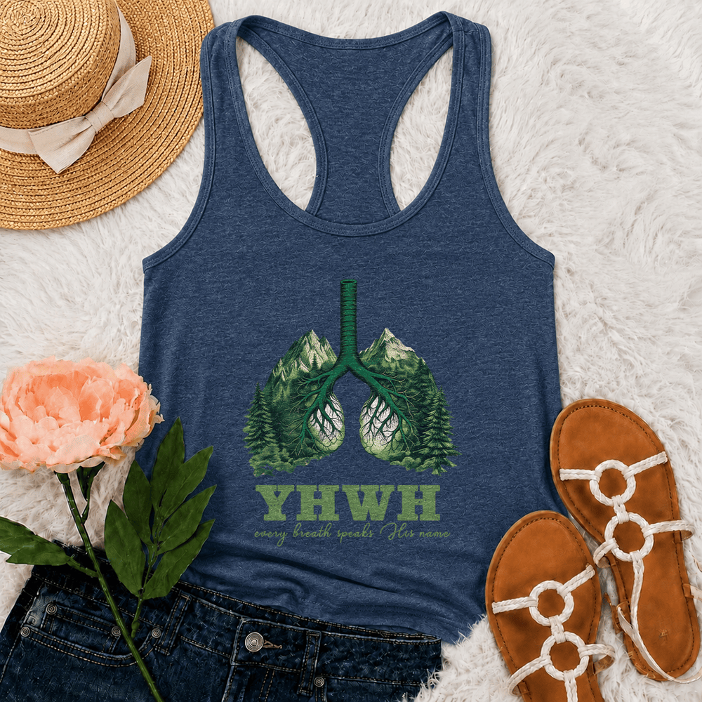 Christianartworkshop Débardeur dos nageur « YHWH Chaque souffle prononce son nom » - Bleu marine - 2XL - image 15