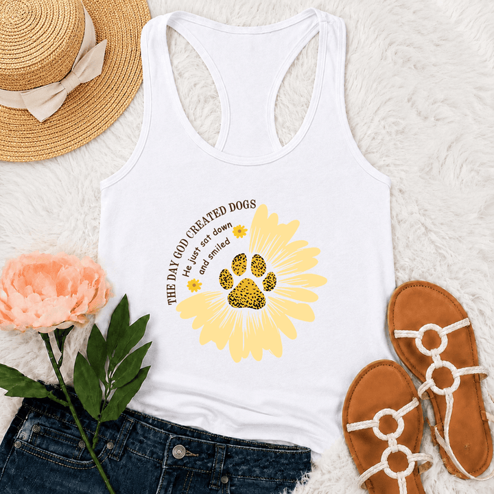 Christianartworkshop Débardeur dos nageur graphique « Le jour où Dieu créa les chiens » - Blanc - 2XL - image 6