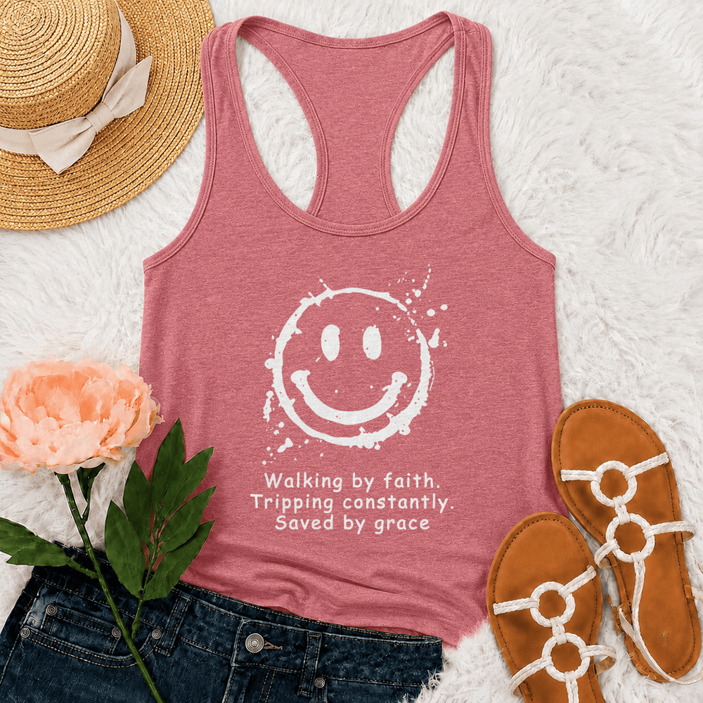 Christianartworkshop Débardeur dos nageur « Marcher par la foi, sauvé par la grâce » - Rose - 2XL - image 0