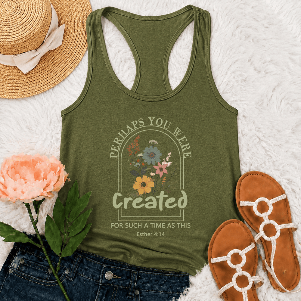 Christianartworkshop Fleur sauvage, peut-être étais-tu faite pour un temps comme celui-ci, ce débardeur dos nageur - Vert armée - 2XL - image 21