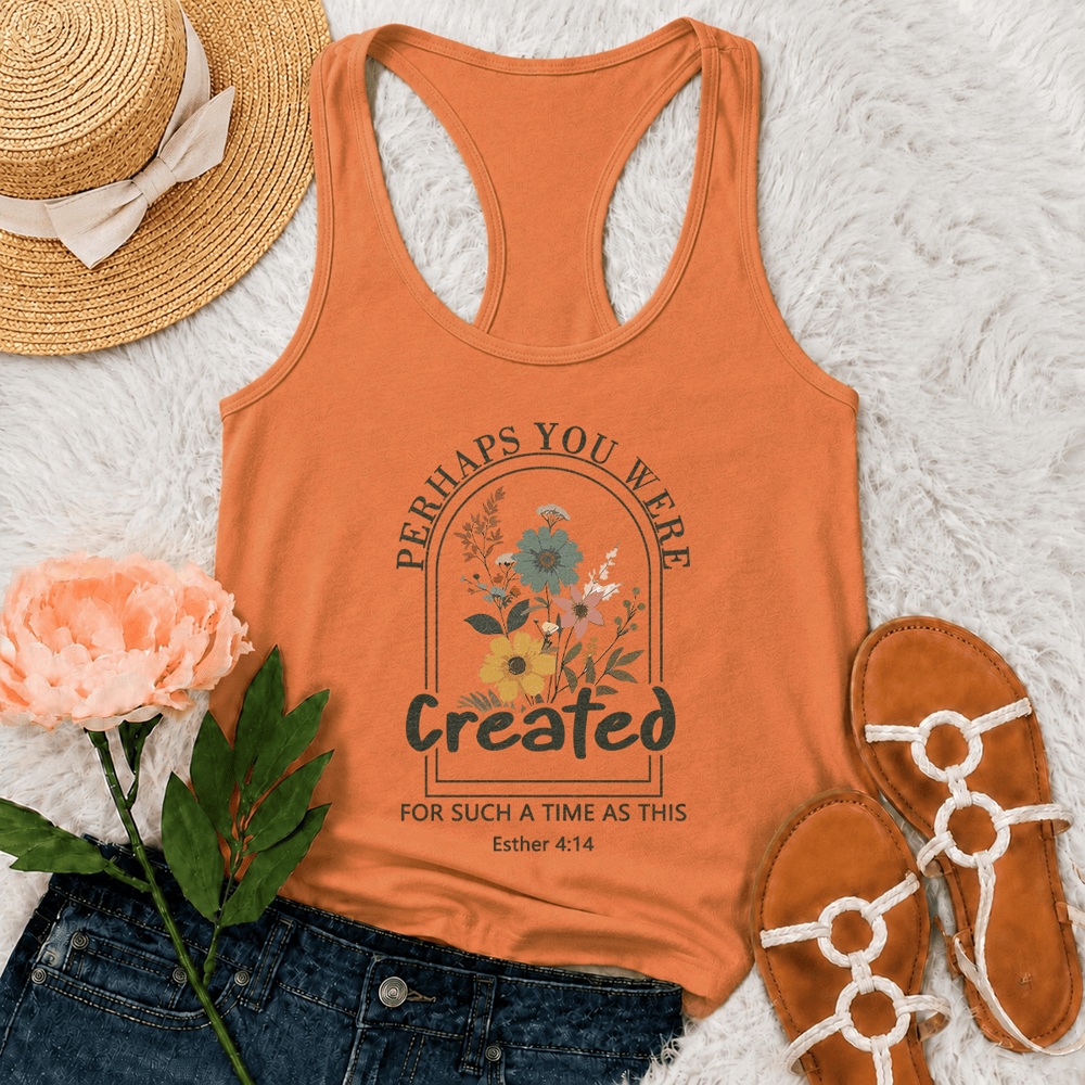 Christianartworkshop Fleur sauvage, peut-être étais-tu faite pour un temps comme celui-ci, ce débardeur dos nageur - Orange - 2XL - image 27