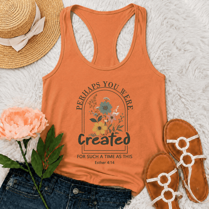 Christianartworkshop Fleur sauvage, peut-être étais-tu faite pour un temps comme celui-ci, ce débardeur dos nageur - Orange - 2XL - image 27