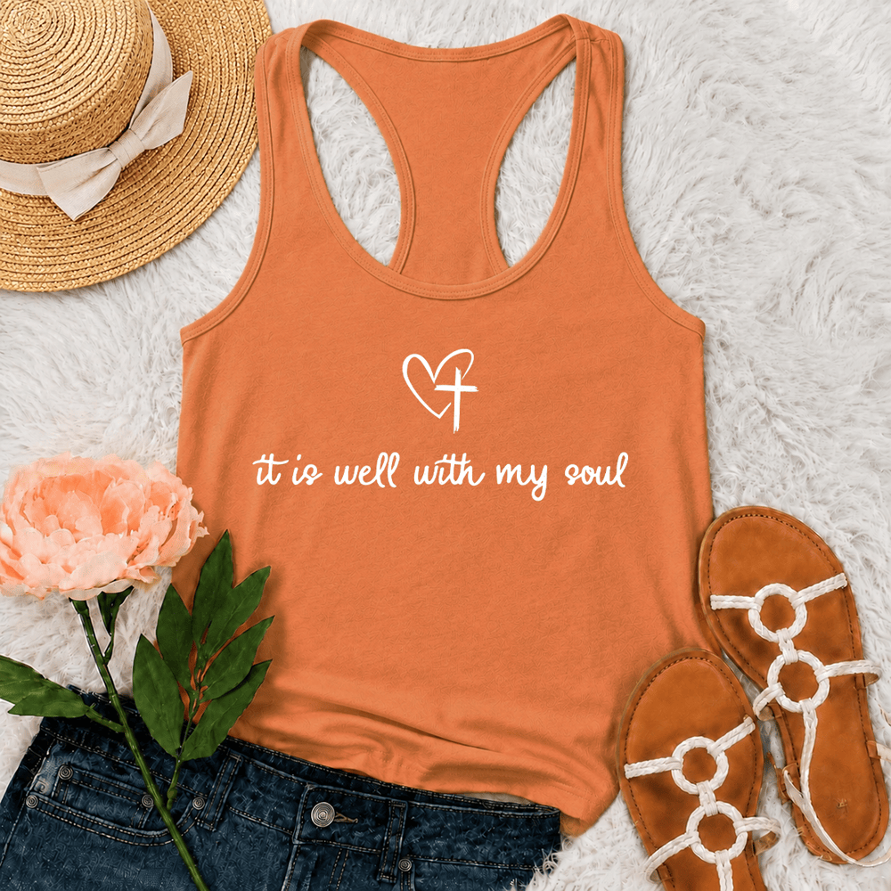 Christianartworkshop Débardeur dos nageur Cœur Croisé « Tout va bien pour mon âme » - Orange - 2XL - image 27