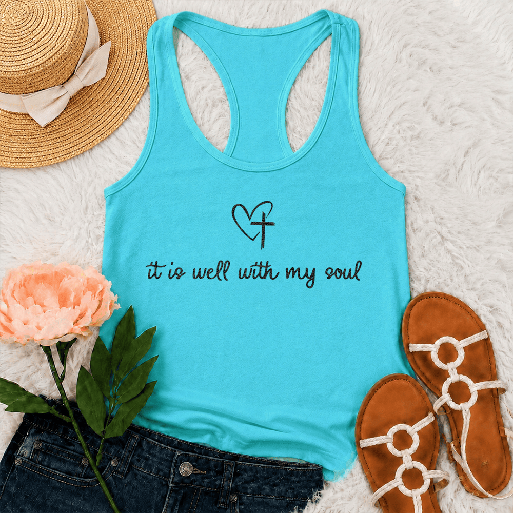 Christianartworkshop Débardeur dos nageur Cœur Croisé « Tout va bien pour mon âme » - Menthe - 2XL - image 9