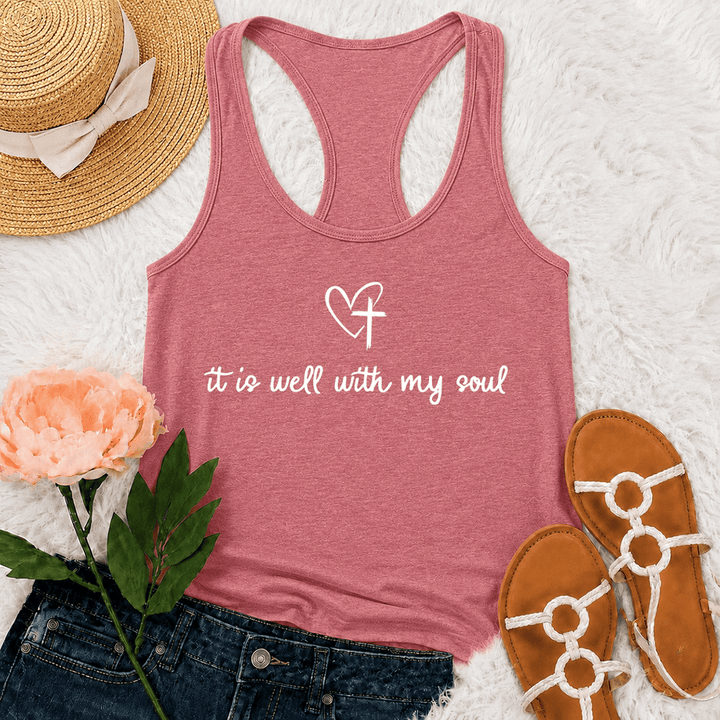 Christianartworkshop Débardeur dos nageur Cœur Croisé « Tout va bien pour mon âme » - Rose - 2XL - image 21