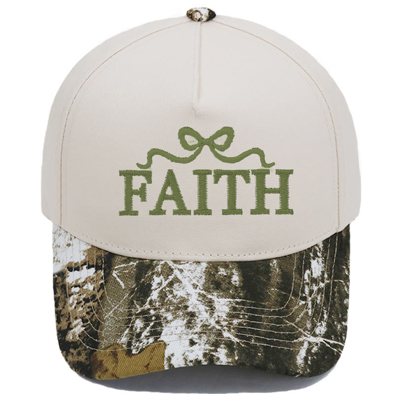 Christianartworkshop Casquette de baseball ajustable FAITH à broderie nœud papillon camouflage - Camouflage et beige - image 0