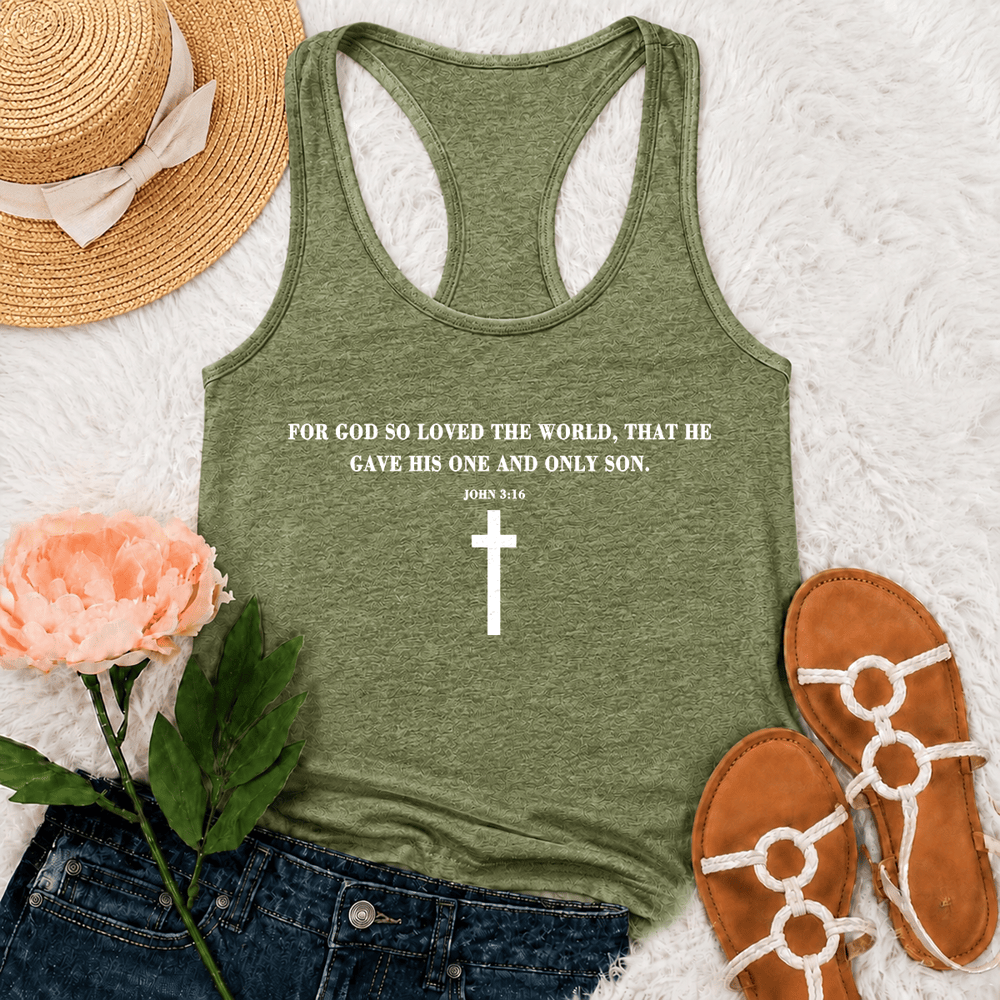 Christianartworkshop Jean 3:16 Car Dieu a tant aimé le monde Débardeur dos nageur - Vert olive - 2XL - image 15