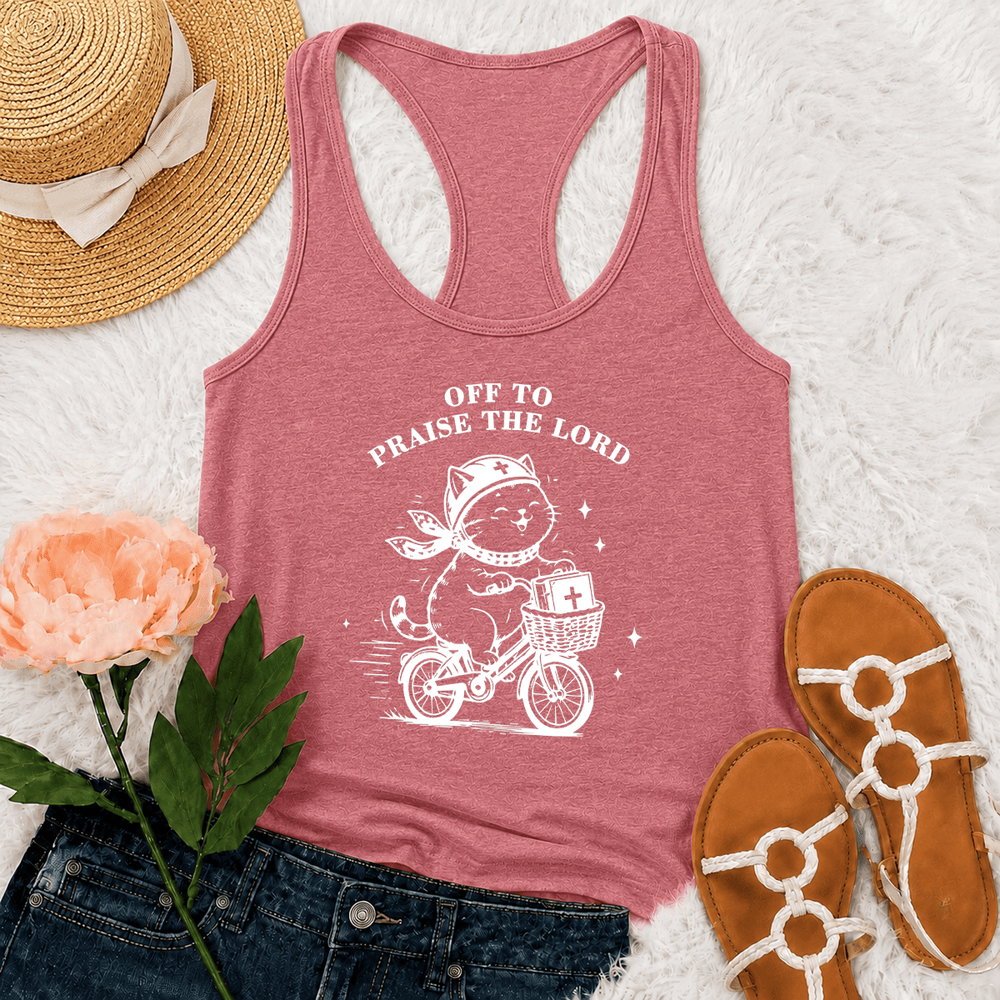 Christianartworkshop Débardeur dos nageur Chat mignon partant louer le Seigneur - Rose - 2XL - image 21
