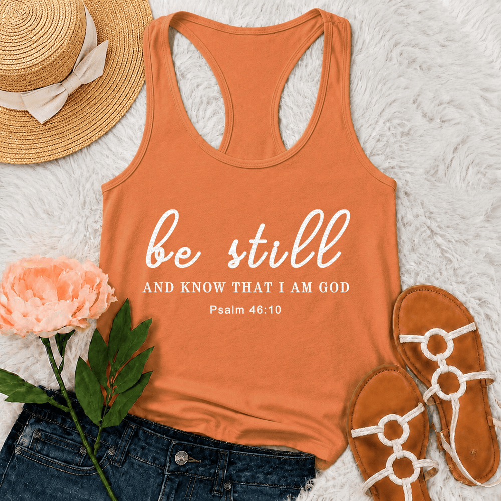 Christianartworkshop « Arrêtez et sachez que je suis Dieu » Débardeur dos nageur - Orange - 2XL - image 27