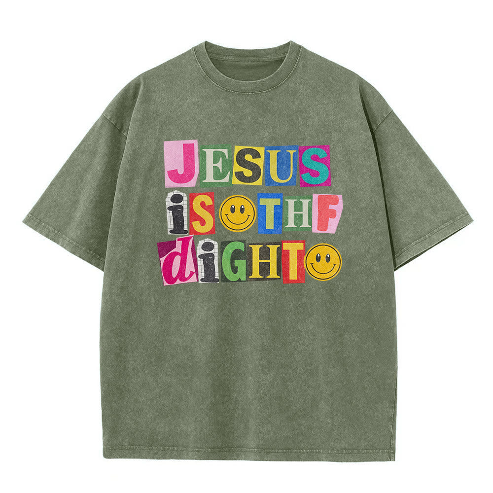 Christianartworkshop T-shirt unisexe délavé avec motif sourire et blocs de couleur « Jésus est la lumière » - image 8