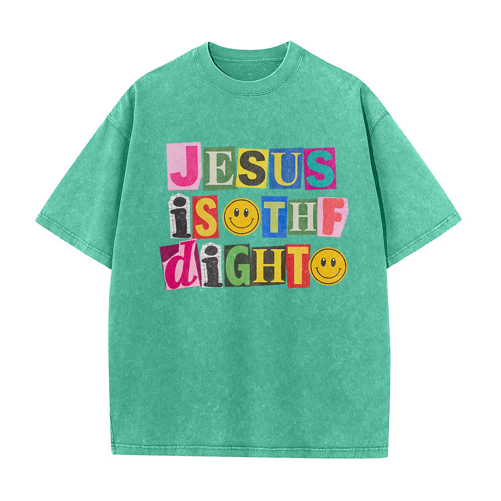 Christianartworkshop T-shirt unisexe délavé avec motif sourire et blocs de couleur « Jésus est la lumière » - image 11