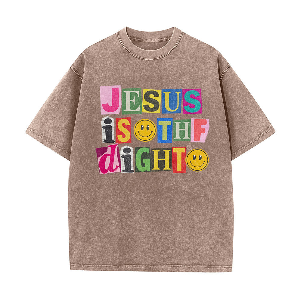 Christianartworkshop T-shirt unisexe délavé avec motif sourire et blocs de couleur « Jésus est la lumière » - image 14