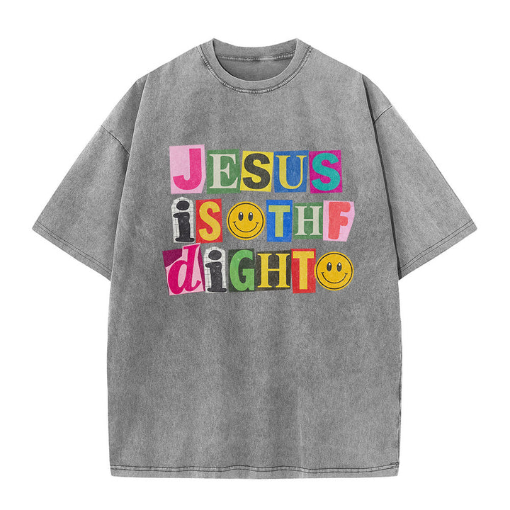 Christianartworkshop T-shirt unisexe délavé avec motif sourire et blocs de couleur « Jésus est la lumière » - image 5