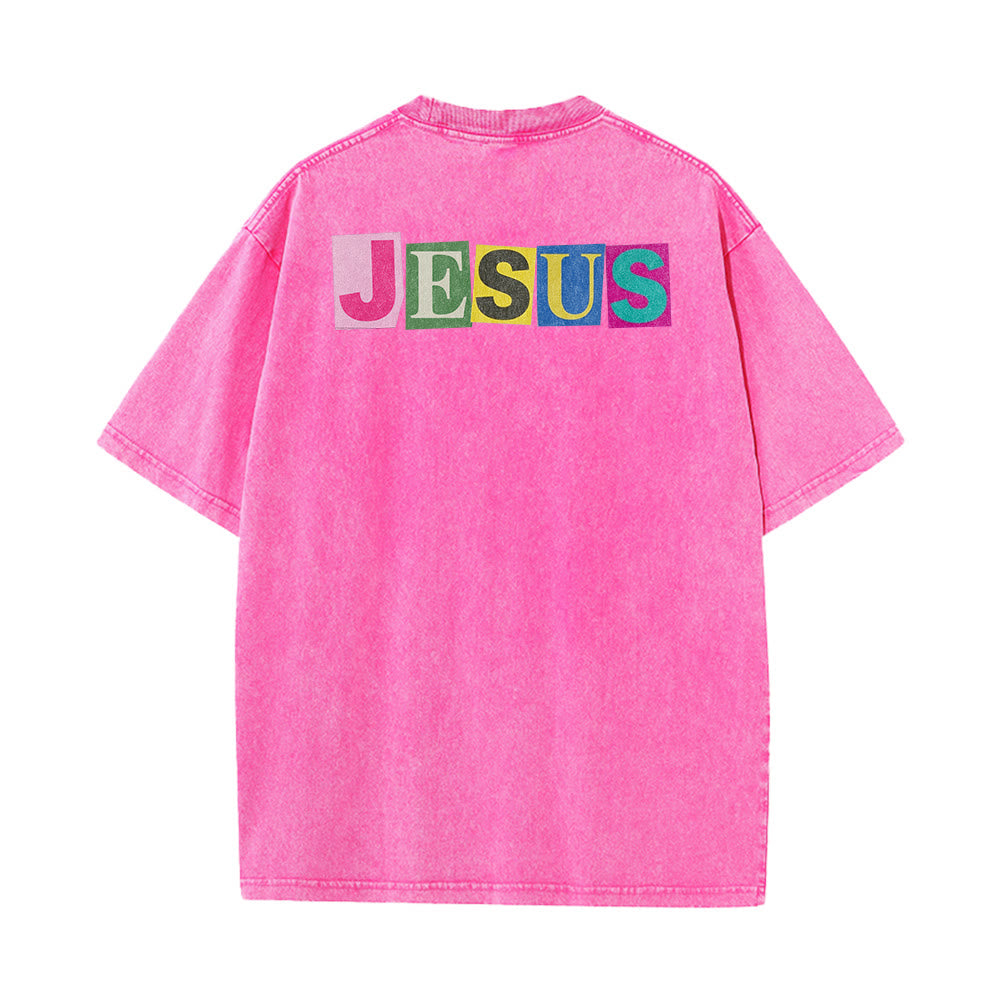 Christianartworkshop T-shirt unisexe délavé avec motif sourire et blocs de couleur « Jésus est la lumière » - image 21