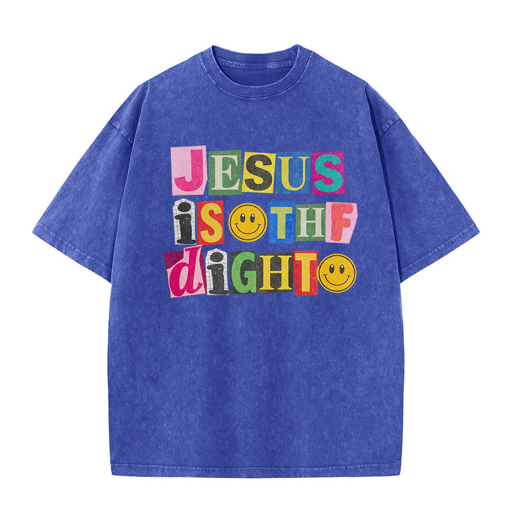 Christianartworkshop T-shirt unisexe délavé avec motif sourire et blocs de couleur « Jésus est la lumière » - image 26