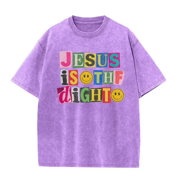 Christianartworkshop T-shirt unisexe délavé avec motif sourire et blocs de couleur « Jésus est la lumière » - image 23