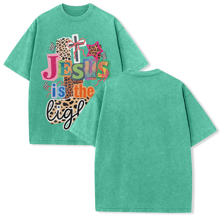Christianartworkshop T-shirt unisexe délavé avec motif léopard, arbalète et étoile - Vert - 5XL - image 10