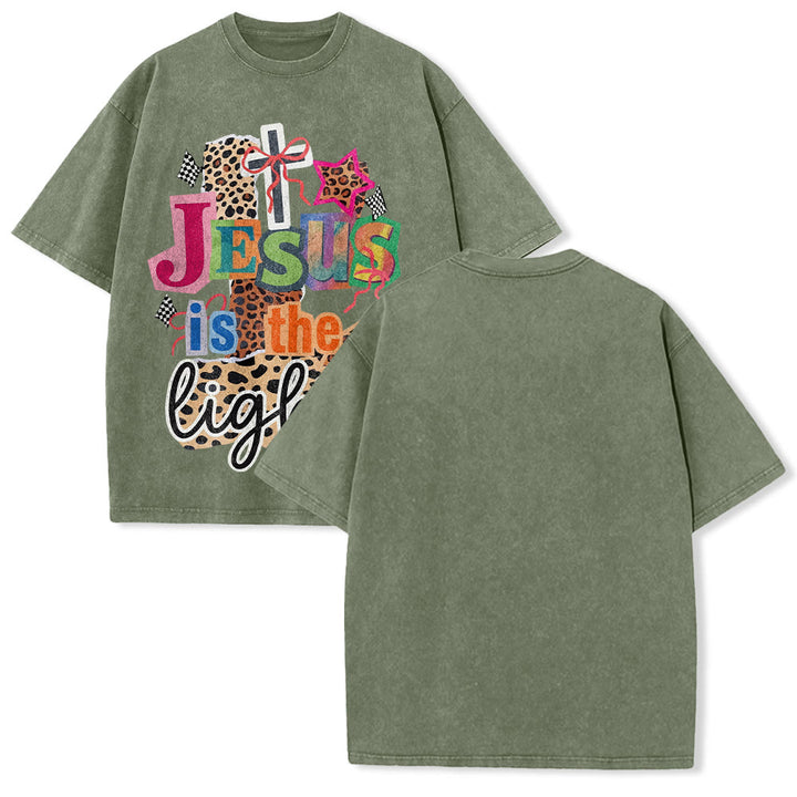 Christianartworkshop T-shirt unisexe délavé avec motif léopard, arbalète et étoile - Vert armée - 5XL - image 7