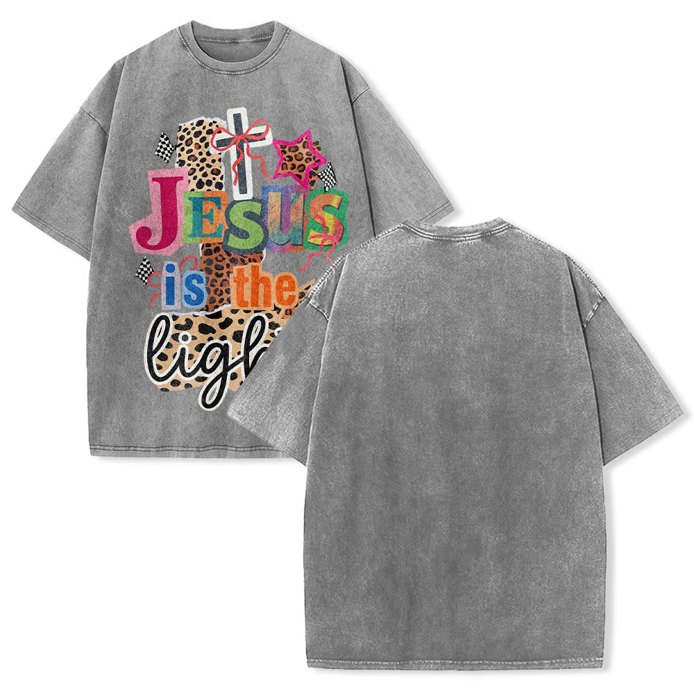 Christianartworkshop T-shirt unisexe délavé avec motif léopard, arbalète et étoile - Gris - 5XL - image 4