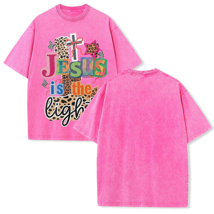 Christianartworkshop T-shirt unisexe délavé avec motif léopard, arbalète et étoile - Rose - 5XL - image 19