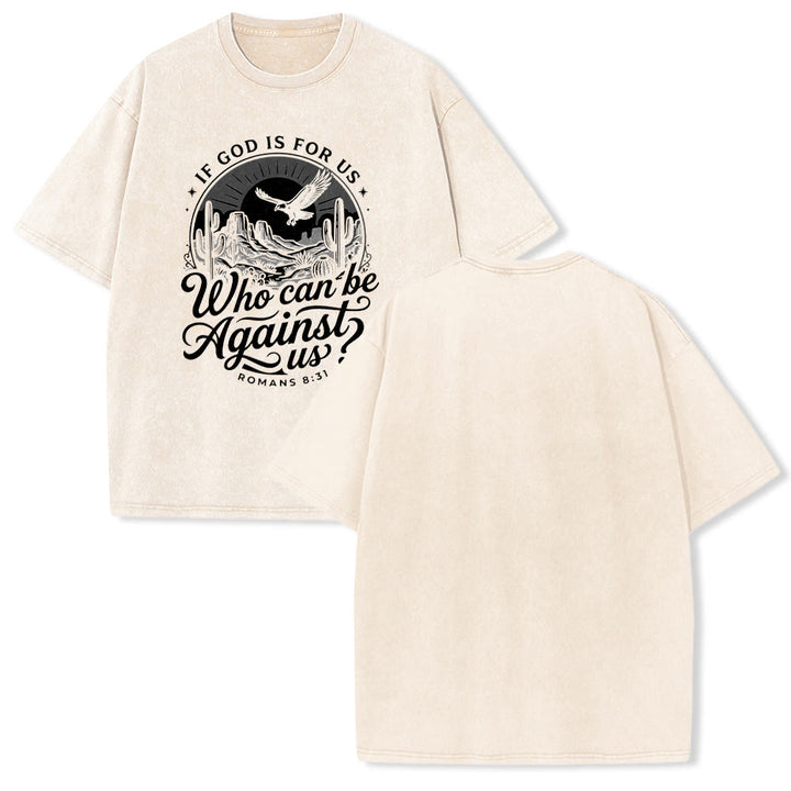 Christianartworkshop T-shirt unisexe délavé « Si Dieu est pour nous » Desert Eagle Cactus Romains 8:31 Western Faith - Beige - 5XL - image 16