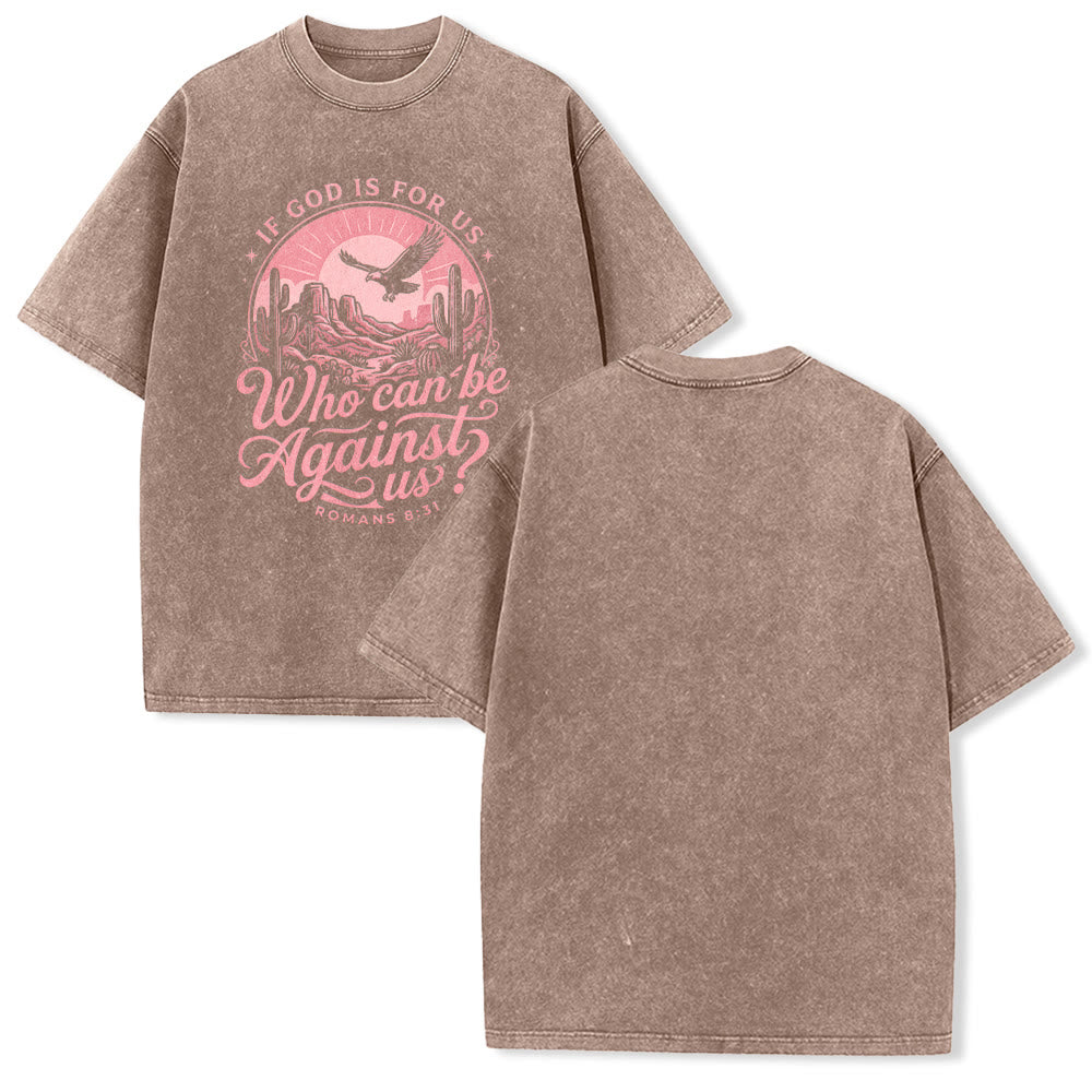 Christianartworkshop T-shirt unisexe délavé « Si Dieu est pour nous » Desert Eagle Cactus Romains 8:31 Western Faith - Brun - 5XL - image 13