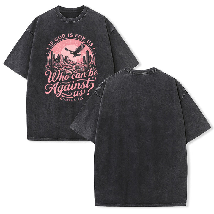 Christianartworkshop T-shirt unisexe délavé « Si Dieu est pour nous » Desert Eagle Cactus Romains 8:31 Western Faith - Noir - 5XL - image 4