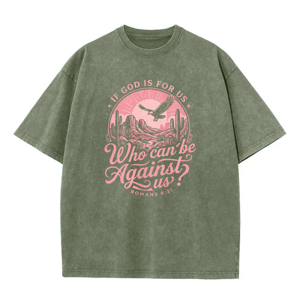 Christianartworkshop T-shirt unisexe délavé « Si Dieu est pour nous » Desert Eagle Cactus Romains 8:31 Western Faith - image 8