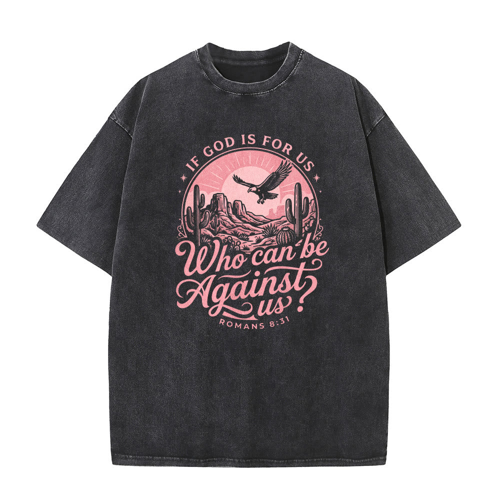 Christianartworkshop T-shirt unisexe délavé « Si Dieu est pour nous » Desert Eagle Cactus Romains 8:31 Western Faith - image 5