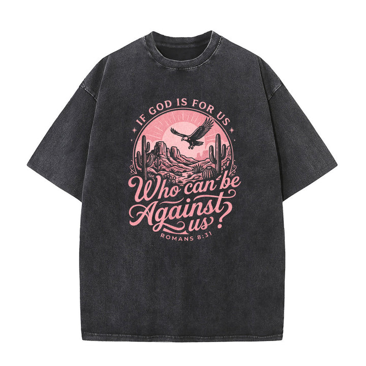 Christianartworkshop T-shirt unisexe délavé « Si Dieu est pour nous » Desert Eagle Cactus Romains 8:31 Western Faith - image 5