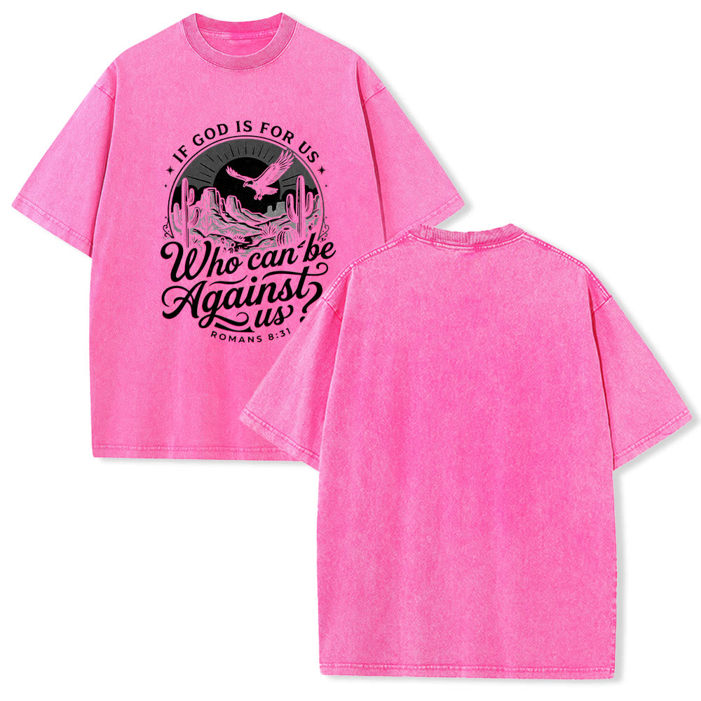 Christianartworkshop T-shirt unisexe délavé « Si Dieu est pour nous » Desert Eagle Cactus Romains 8:31 Western Faith - Rose - 5XL - image 19