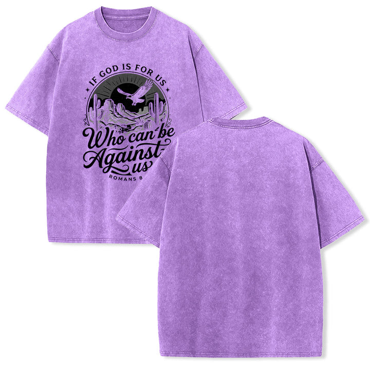 Christianartworkshop T-shirt unisexe délavé « Si Dieu est pour nous » Desert Eagle Cactus Romains 8:31 Western Faith - Violet - 5XL - image 22