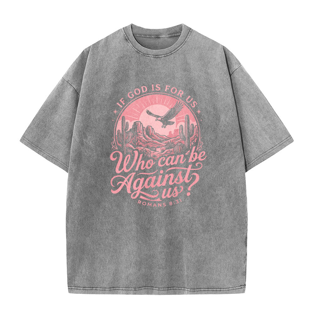 Christianartworkshop T-shirt unisexe délavé « Si Dieu est pour nous » Desert Eagle Cactus Romains 8:31 Western Faith - image 2