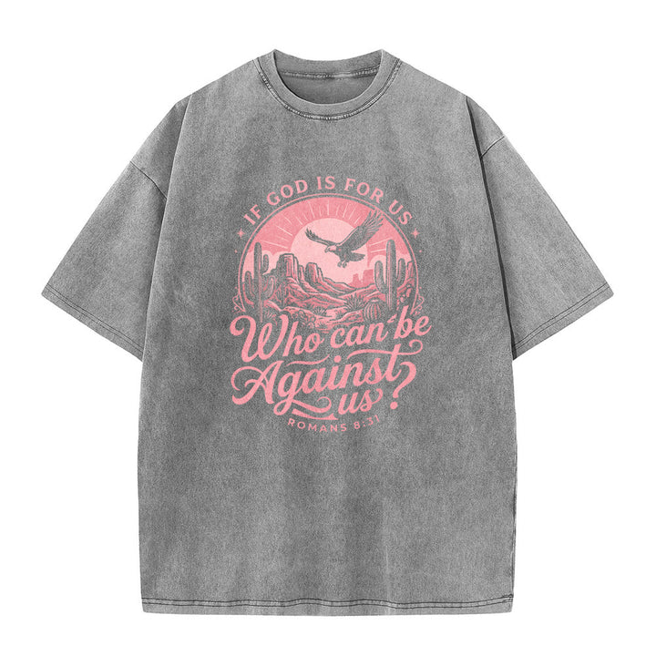 Christianartworkshop T-shirt unisexe délavé « Si Dieu est pour nous » Desert Eagle Cactus Romains 8:31 Western Faith - image 2