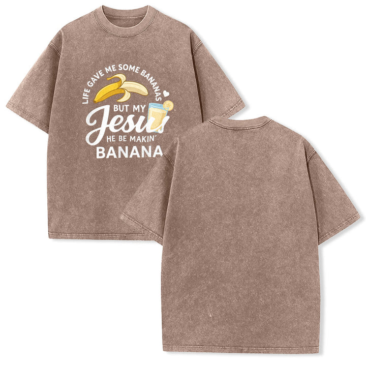 Christianartworkshop T-shirt unisexe délavé à motif « La vie m'a donné des bananes, mais mon Jésus prépare du jus de banane » - Brun - 5XL - image 16