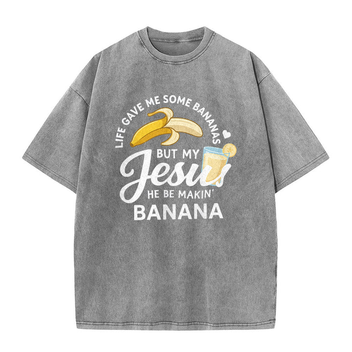 Christianartworkshop T-shirt unisexe délavé à motif « La vie m'a donné des bananes, mais mon Jésus prépare du jus de banane » - image 8